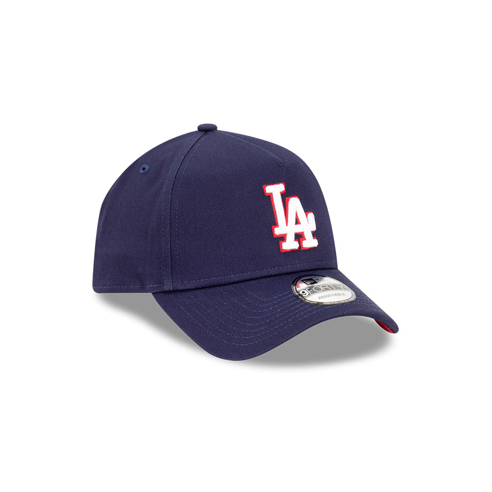 LA Dodgers Hat - Navy Blue Pinot White 9Forty A-Frame MLB Snapback Cap - New Era